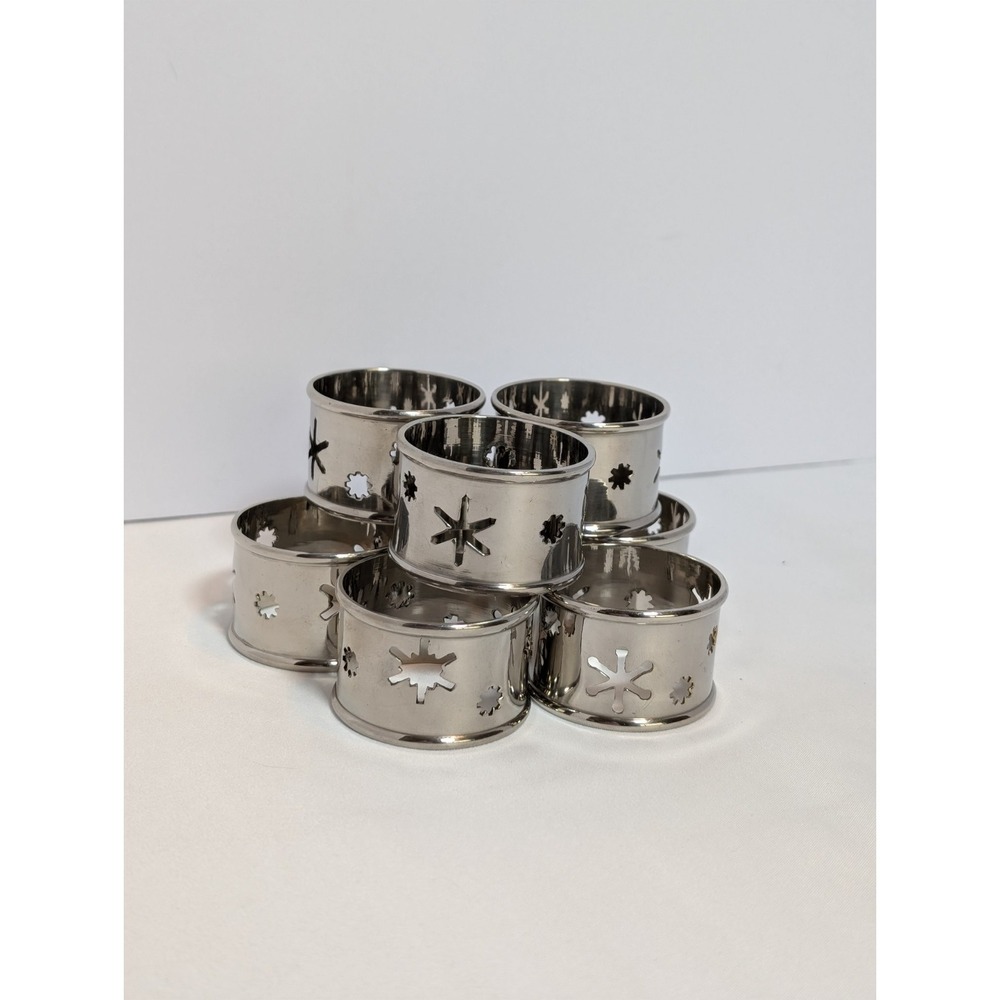 Dansk Set Of 8 Nickel Snowflake Napkin Holder Rings Silver 17214GB India